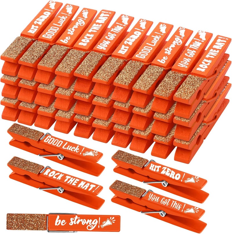 Kigeli 30 Pcs Spirit Clips Cheer Pins Cheerleader Gifts Clothes Pins for Backpacks Competition Glittered for Team Cheer Gifts Stuff Supplies Party Favors Accessories Bulk(Orange,Shiny) - Image 1